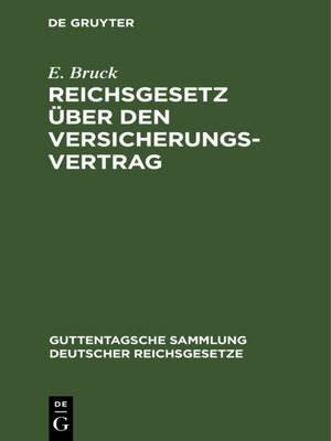 cover image of Reichsgesetz über den Versicherungsvertrag